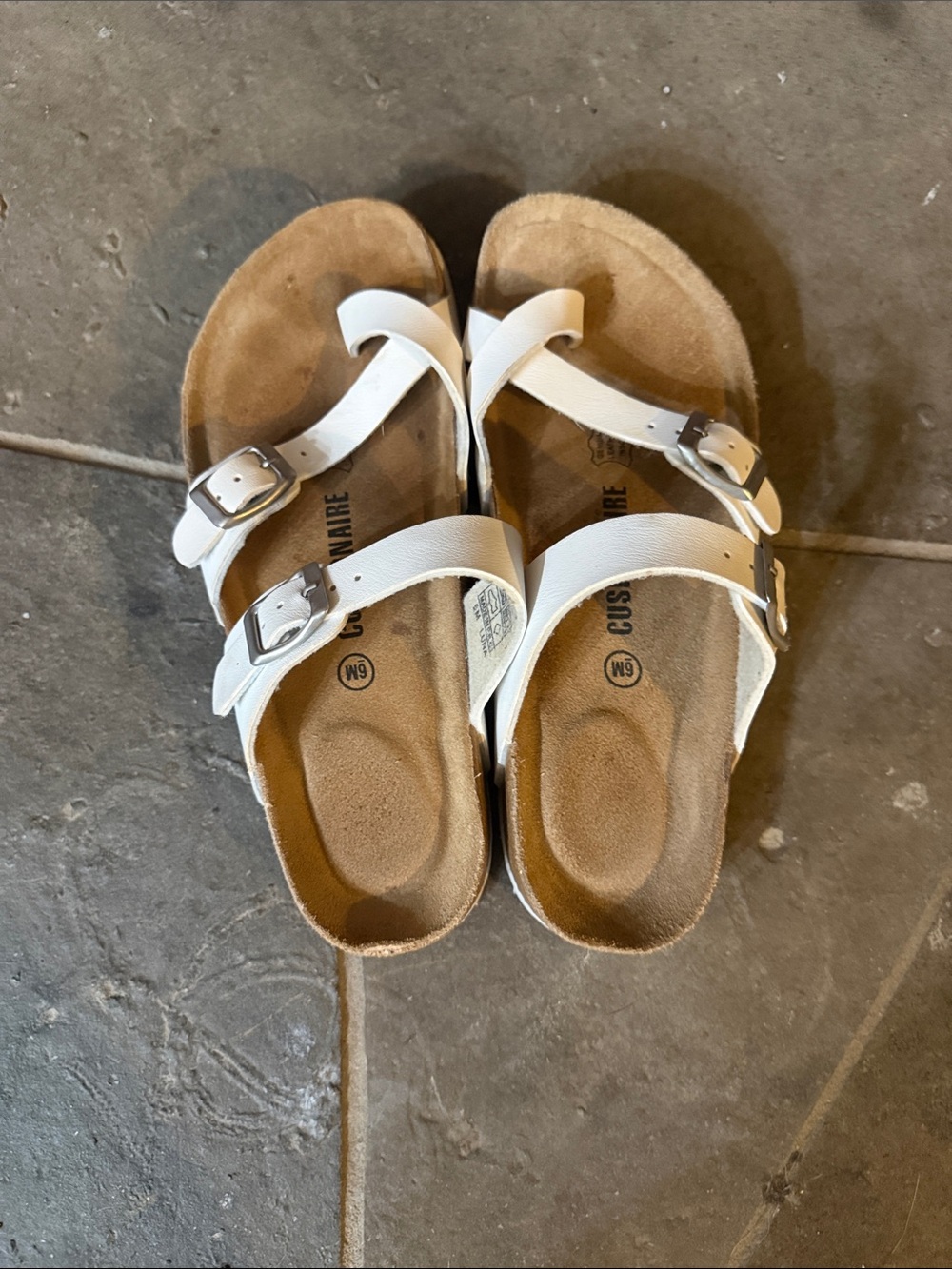 White Adjustable Toe-Loop Sandals - Picture 4 of 5
